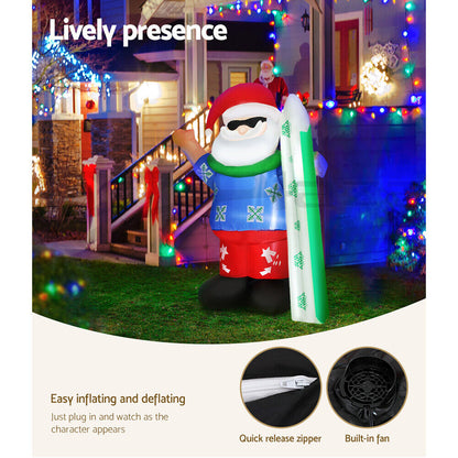 Jingle Jollys Christmas Inflatable Santa 1.6M Outdoor Xmas Decorations Lights