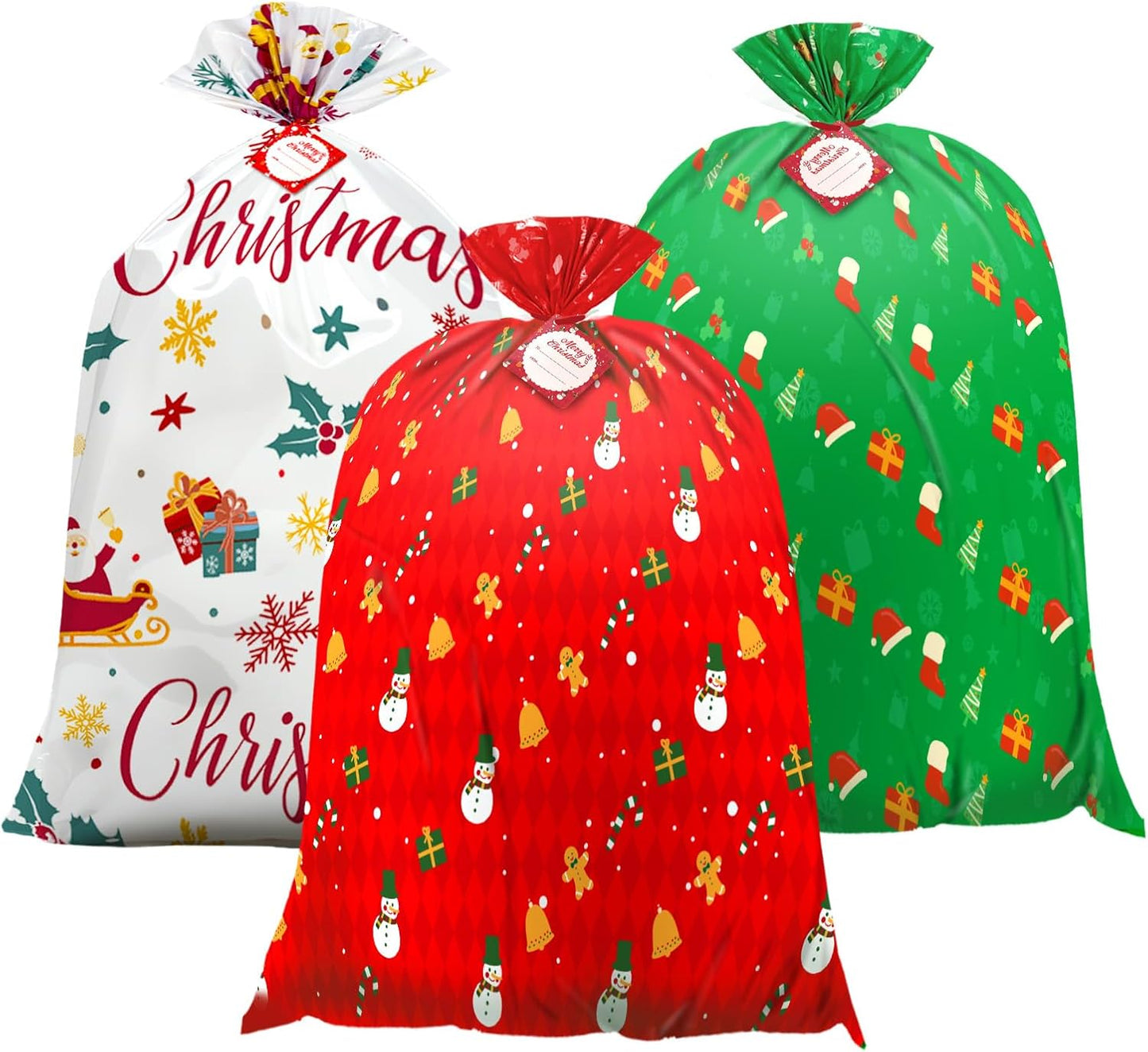 Large Christmas Gift Bags - 36" X 44" Extra Large Christmas Gift Bag Jumbo Gift Bag, Christmas Giant Gift Bags, Huge Plastic Gift Bags for Xmas Party Favors Supplies Gift Wrapper