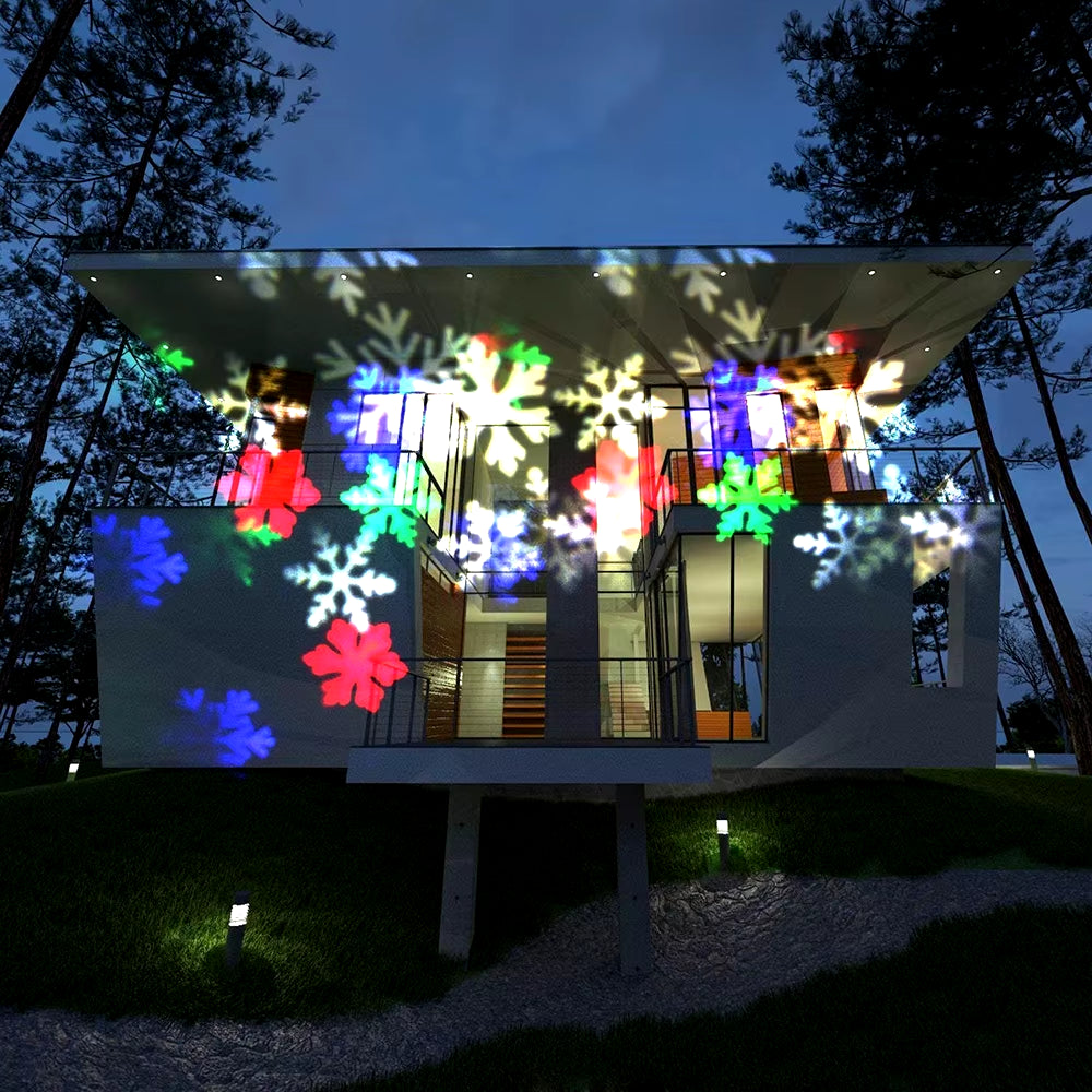 Solar Powered Christmas Snowflake Projector Lights Waterproof Snowfall Projector Lights Outdoor Xmas Party Garden Landscape Lamp