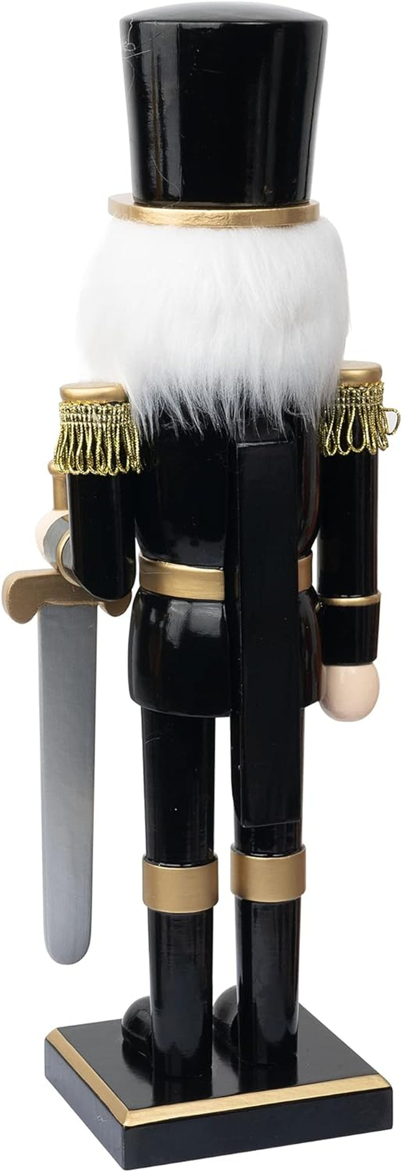 14" Christmas Decorative Nutcracker Figures, Wooden Black Soldier in Black Uniform Hold Sword, Festive Collectible Nutcracker Gift for Indoor Winter Table Desktop Fireplace Decorations