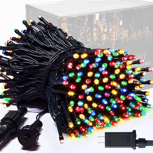 8 Modes Christmas Tree Lights Multicolor, 250 LED Multicolor Christmas Lights Indoor, 91.5Ft Green Wire Waterproof Christmas Lights Outdoor for Tree Party Garden Patio Christmas Decoration