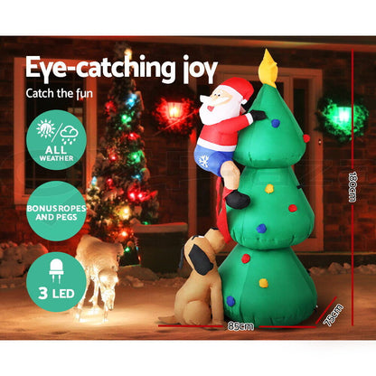 Jingle Jollys 1.8M Christmas Inflatable Santa Tree Lights Outdoor Decorations