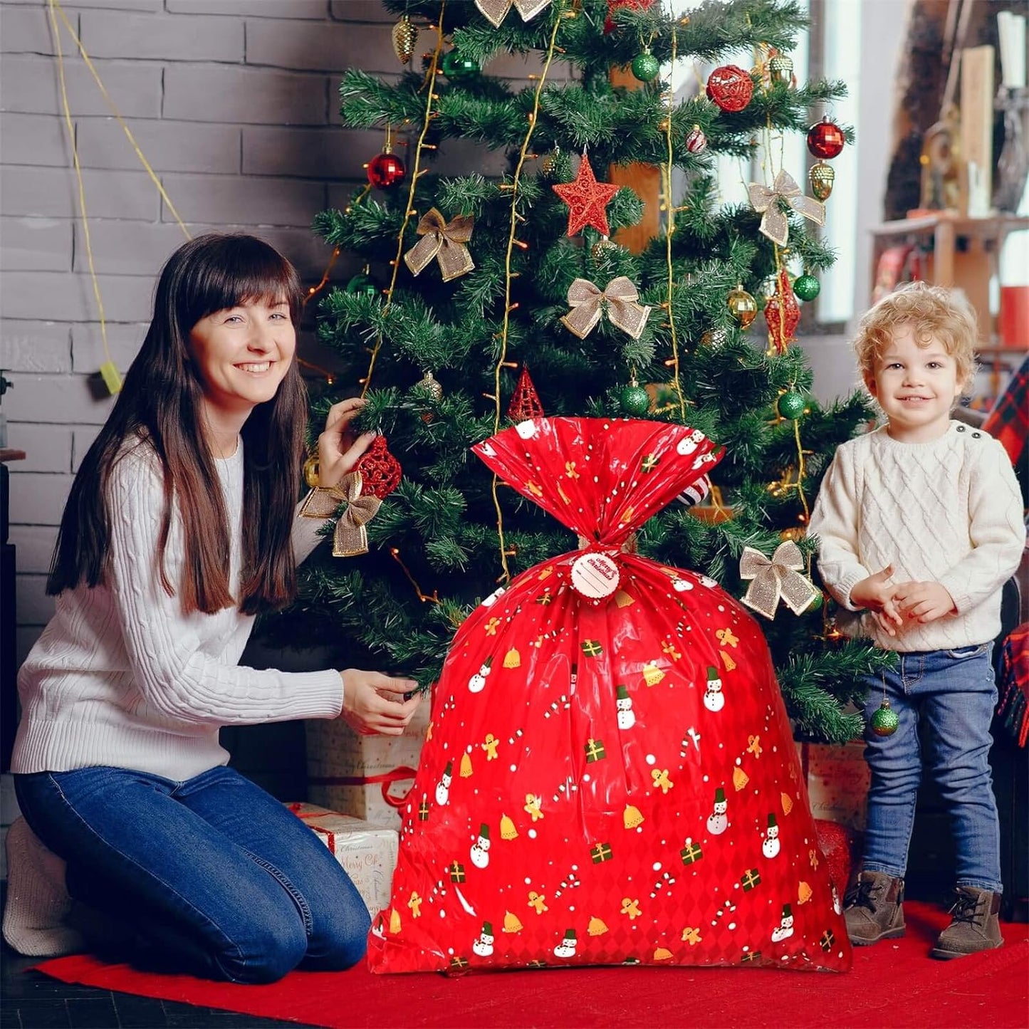 Large Christmas Gift Bags - 36" X 44" Extra Large Christmas Gift Bag Jumbo Gift Bag, Christmas Giant Gift Bags, Huge Plastic Gift Bags for Xmas Party Favors Supplies Gift Wrapper