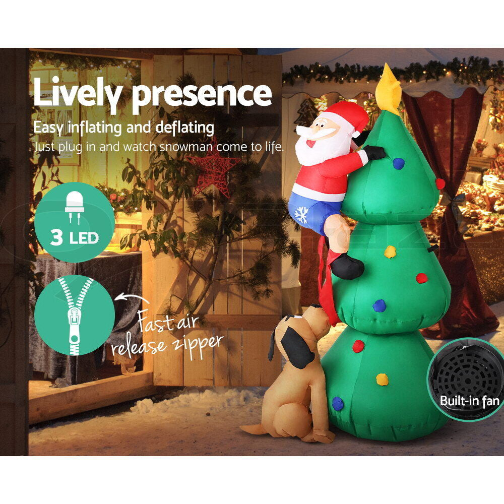 Jingle Jollys 1.8M Christmas Inflatable Santa Tree Lights Outdoor Decorations