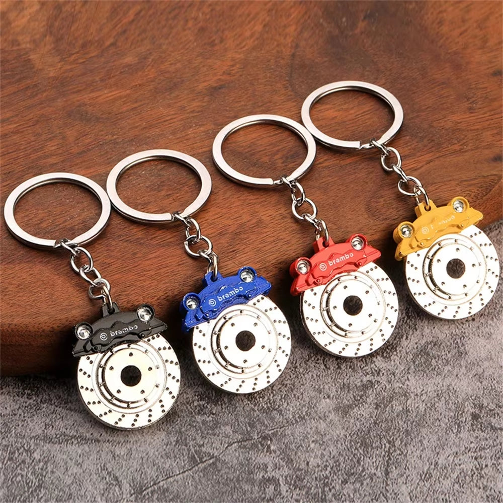 Creative Car Turbo Brake Disc Keychain Manual Transmission Lever Caliper Metal Keyring for Women Men Phone Pendant 4S Shop Gifts