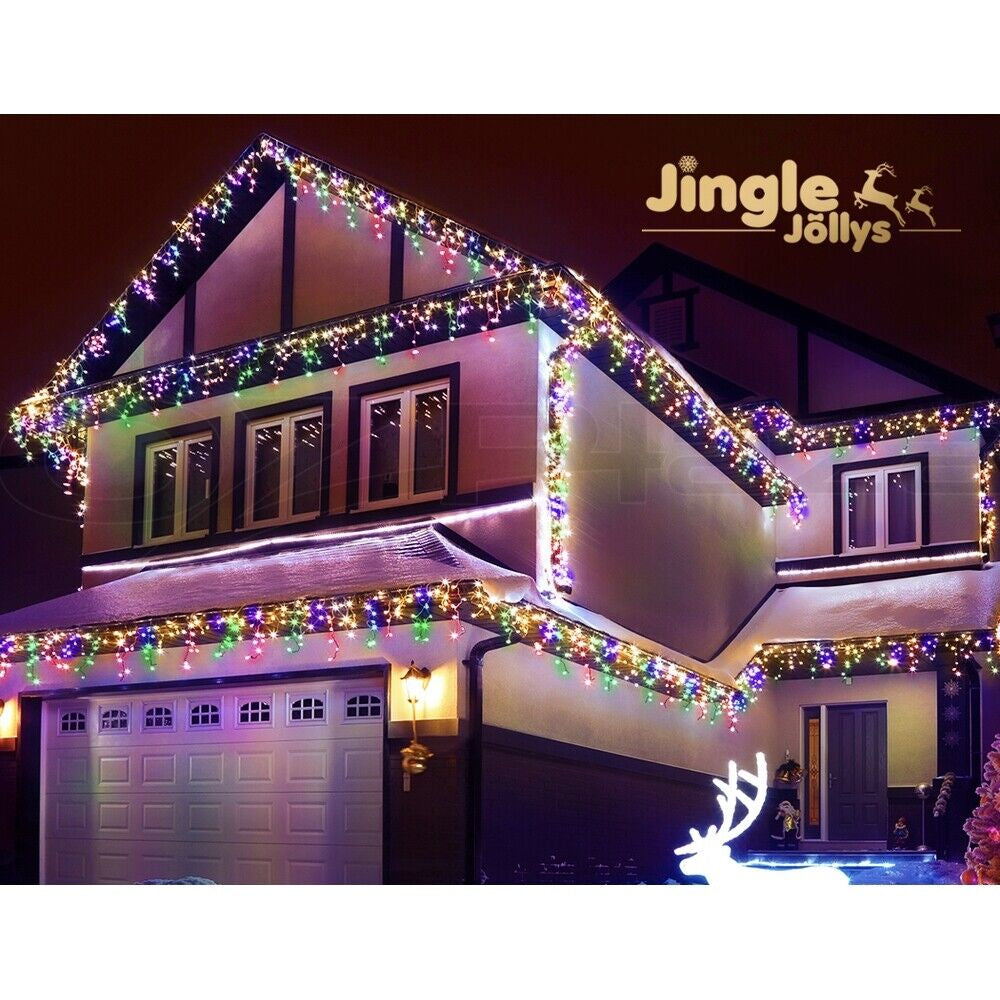 Jingle Jollys 20M Christmas Lights Icicle String Light 800 LED Multi-Coloured